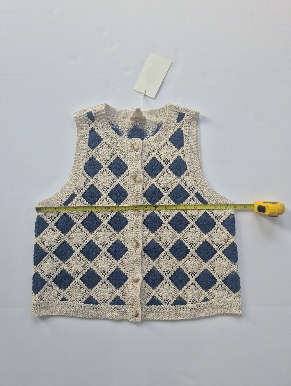 *NWT* [Sezane] Ron Top In Ecru/Blue, Size L, 100% Organic Cotton, Vest - Picture 4 of 11